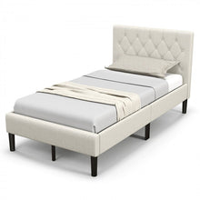 Charger l&#39;image dans la galerie, Costway Modern Minimalist Beige Tufted Headboard Platform Bed
