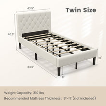Charger l&#39;image dans la galerie, Costway Modern Minimalist Beige Tufted Headboard Platform Bed
