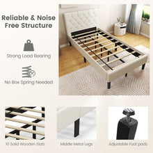 Charger l&#39;image dans la galerie, Costway Modern Minimalist Beige Tufted Headboard Platform Bed
