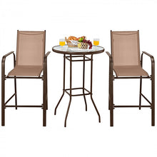 Load image into Gallery viewer, 3-Piece Glass Round Patio Table and Bar Stools Set for Outdoor Use
