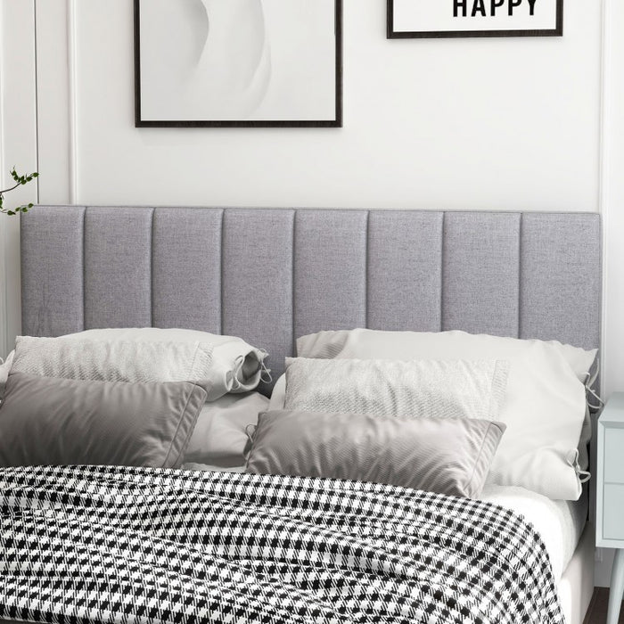 Modern Minimalist Gray Adjustable Width Padded Headboard
