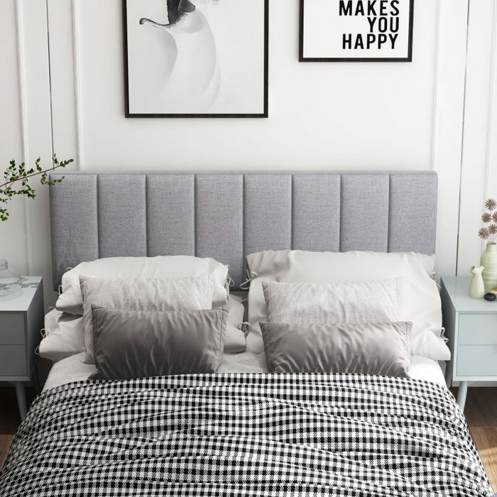 Modern Minimalist Gray Adjustable Width Padded Headboard