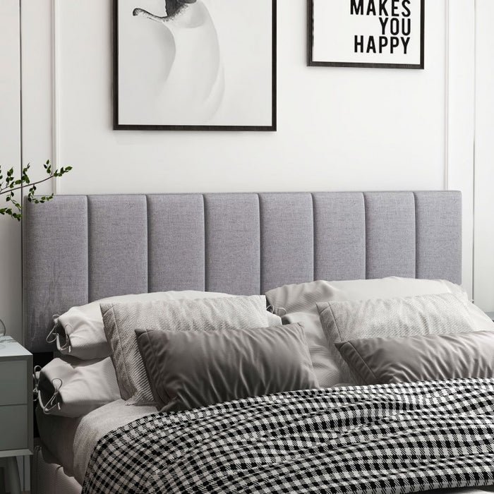 Modern Minimalist Gray Adjustable Width Padded Headboard