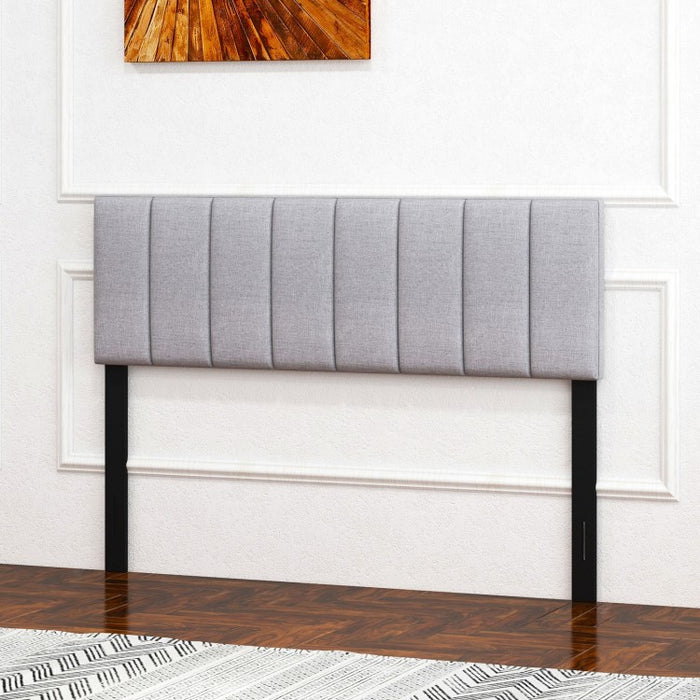 Modern Minimalist Gray Adjustable Width Padded Headboard
