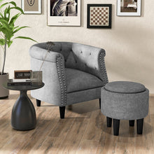 Load image into Gallery viewer, Modern Gray Sofa Armchair with Storage Ottoman
