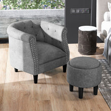 Load image into Gallery viewer, Modern Gray Sofa Armchair with Storage Ottoman
