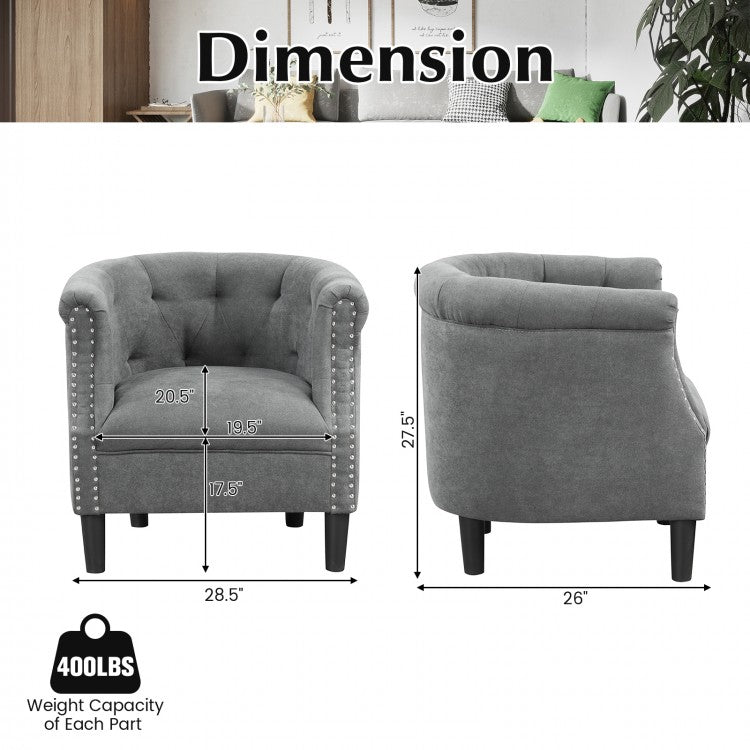 Modern Gray Sofa Armchair with Storage Ottoman