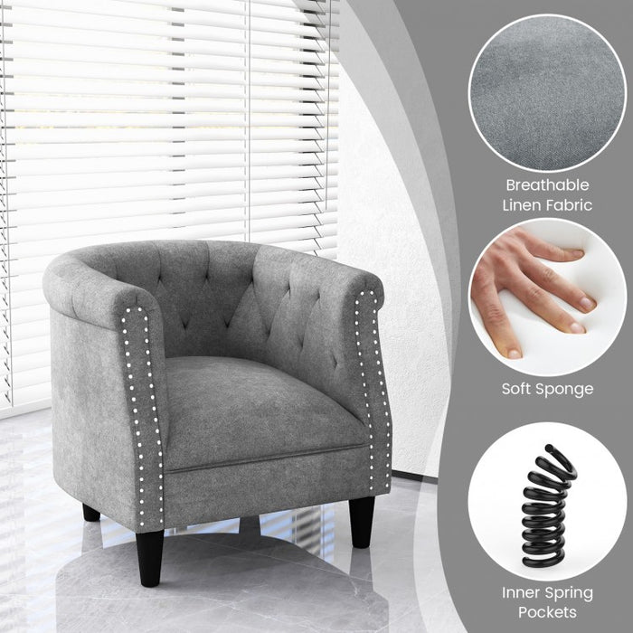 Modern Gray Sofa Armchair with Storage Ottoman