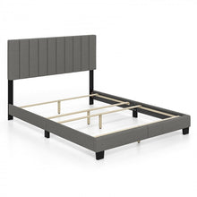 Load image into Gallery viewer, Modern Minimalist Gray Linen Padded Headboard Bed Frame
