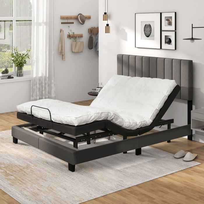 Modern Minimalist Gray Linen Padded Headboard Bed Frame