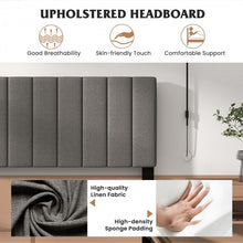Load image into Gallery viewer, Modern Minimalist Gray Linen Padded Headboard Bed Frame
