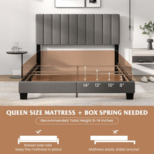 Load image into Gallery viewer, Modern Minimalist Gray Linen Padded Headboard Bed Frame

