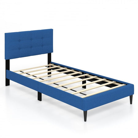 Costway Bedroom Tufted Padded Headboard Platform Bed