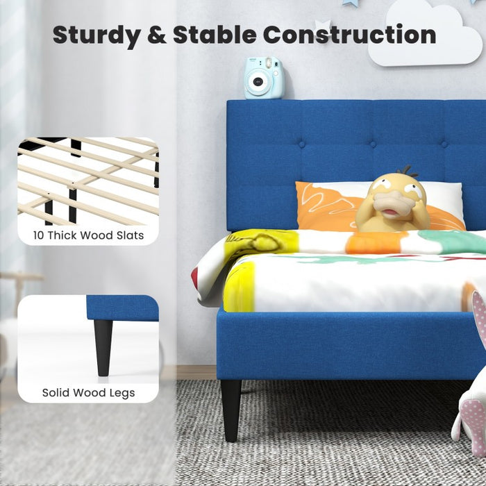 Costway Bedroom Tufted Padded Headboard Platform Bed