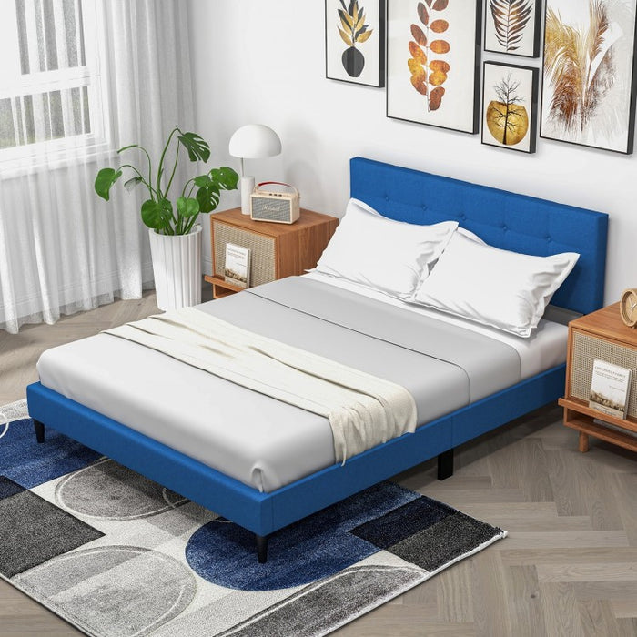 Modern Minimalist Solid Wood Platform Bed with Soft Padded Headboard