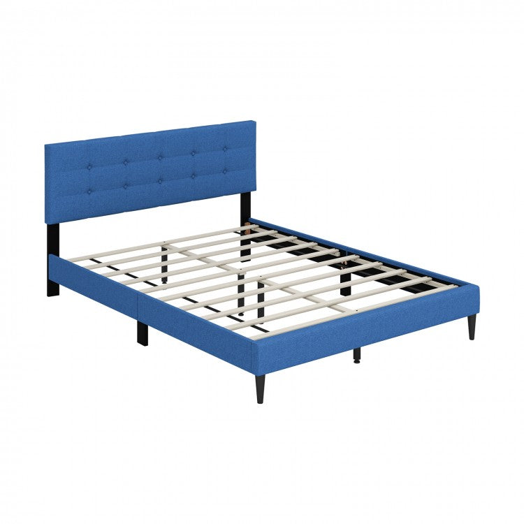 Modern Minimalist Solid Wood Platform Bed with Soft Padded Headboard