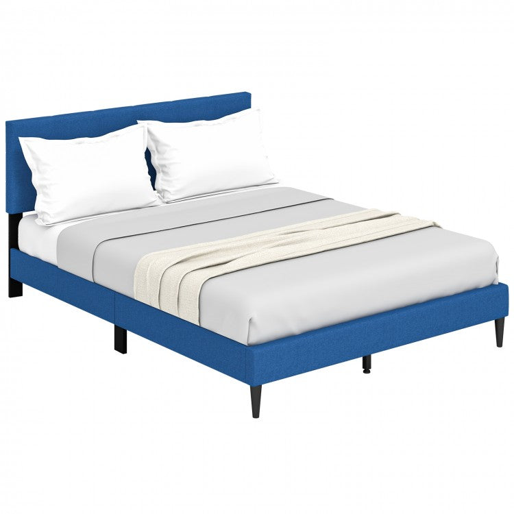 Modern Minimalist Solid Wood Platform Bed with Soft Padded Headboard