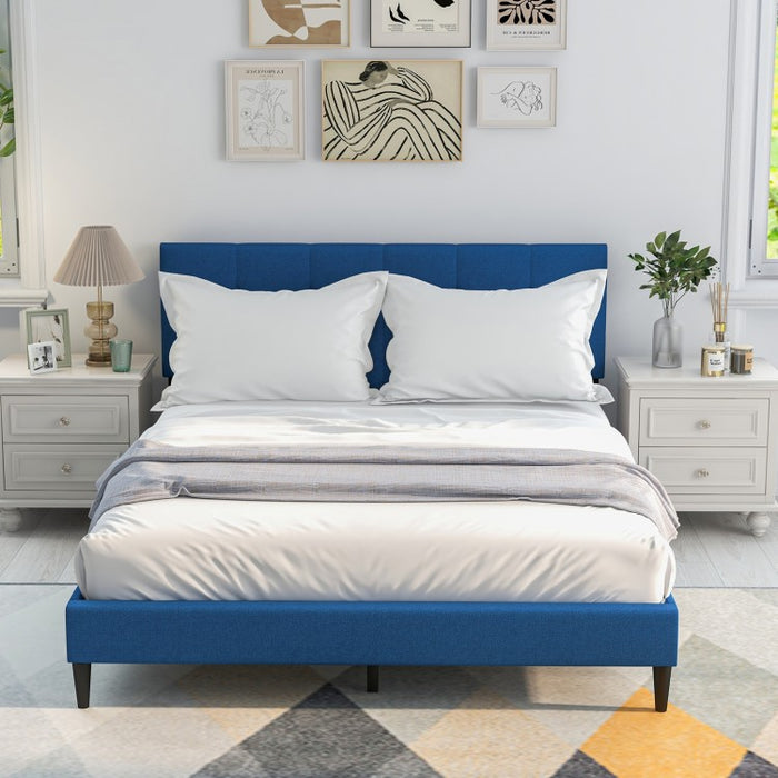 Modern Minimalist Solid Wood Platform Bed with Soft Padded Headboard