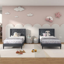 Load image into Gallery viewer, Minimalist Bedroom Platform Bed with Soft Padded Headboard
