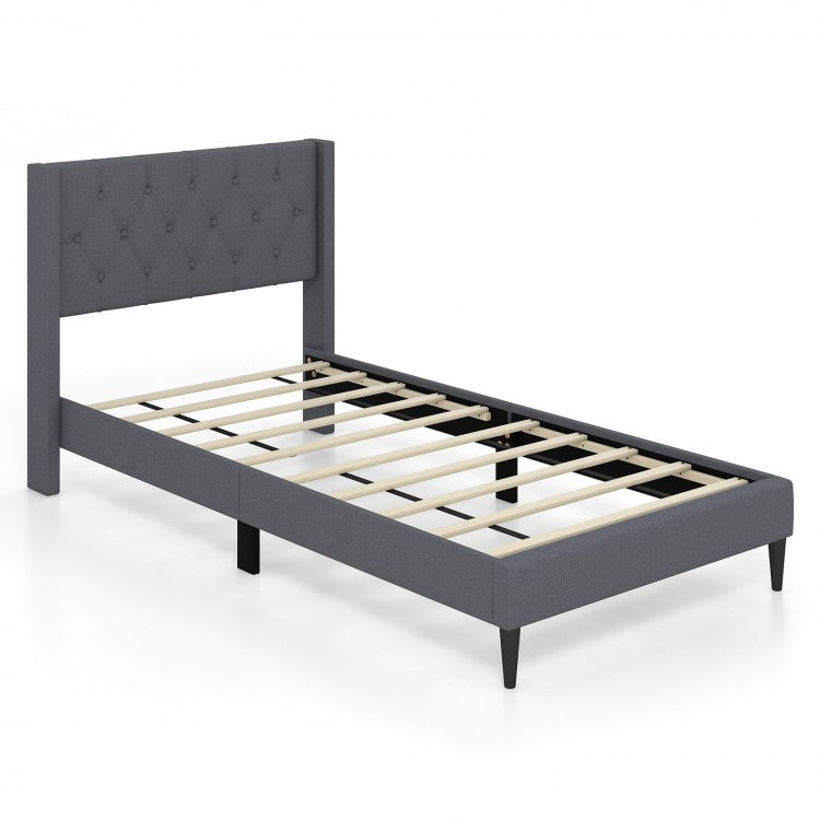 Minimalist Bedroom Platform Bed with Soft Padded Headboard