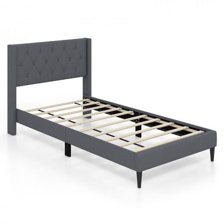 Minimalist Bedroom Platform Bed with Soft Padded Headboard