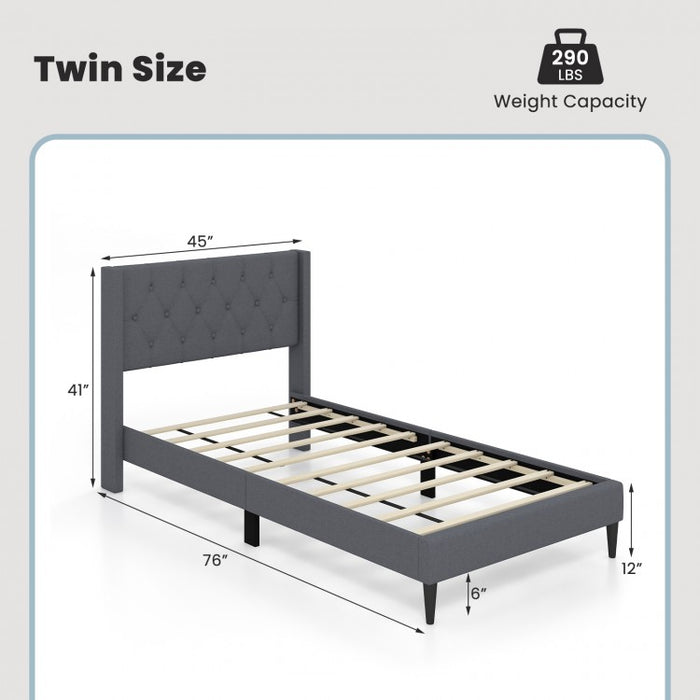 Minimalist Bedroom Platform Bed with Soft Padded Headboard