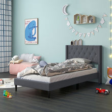 Load image into Gallery viewer, Minimalist Bedroom Platform Bed with Soft Padded Headboard
