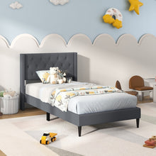 Load image into Gallery viewer, Minimalist Bedroom Platform Bed with Soft Padded Headboard
