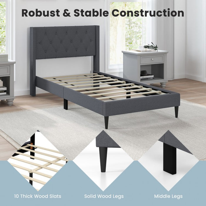 Minimalist Bedroom Platform Bed with Soft Padded Headboard