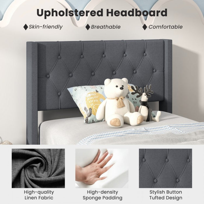 Minimalist Bedroom Platform Bed with Soft Padded Headboard