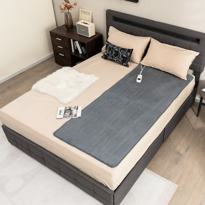 Gray Portable Adjustable Temperature Electric Heated Mattress Pad