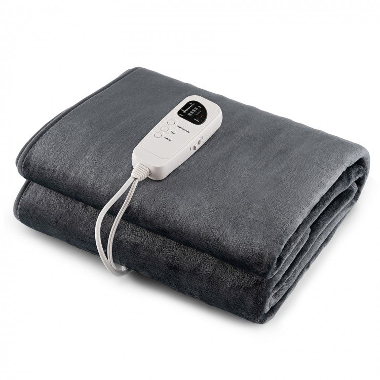 Gray Portable Adjustable Temperature Electric Heated Mattress Pad