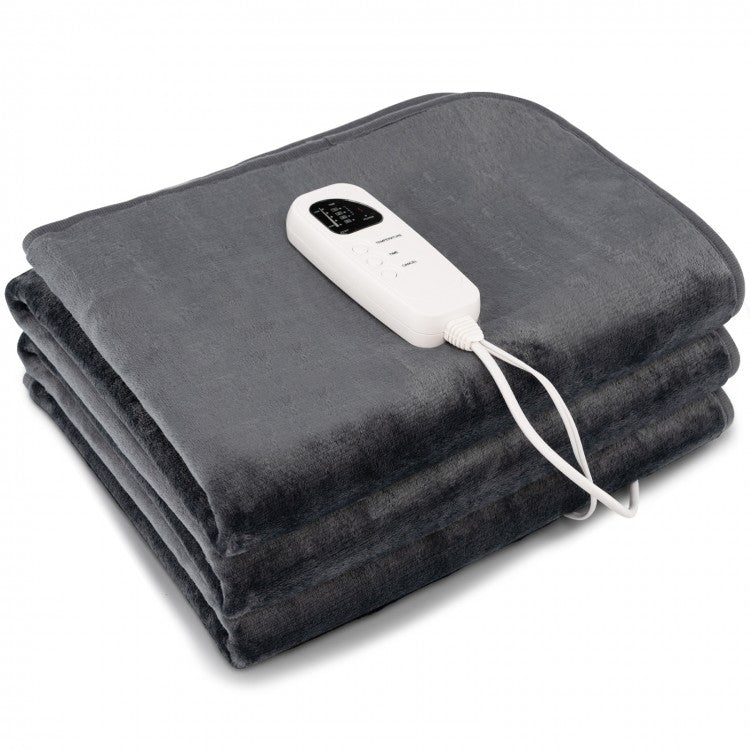 Gray Portable Adjustable Temperature Electric Heated Mattress Pad
