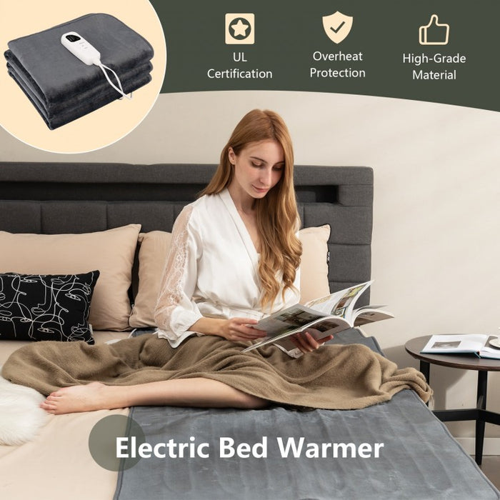 Gray Portable Adjustable Temperature Electric Heated Mattress Pad