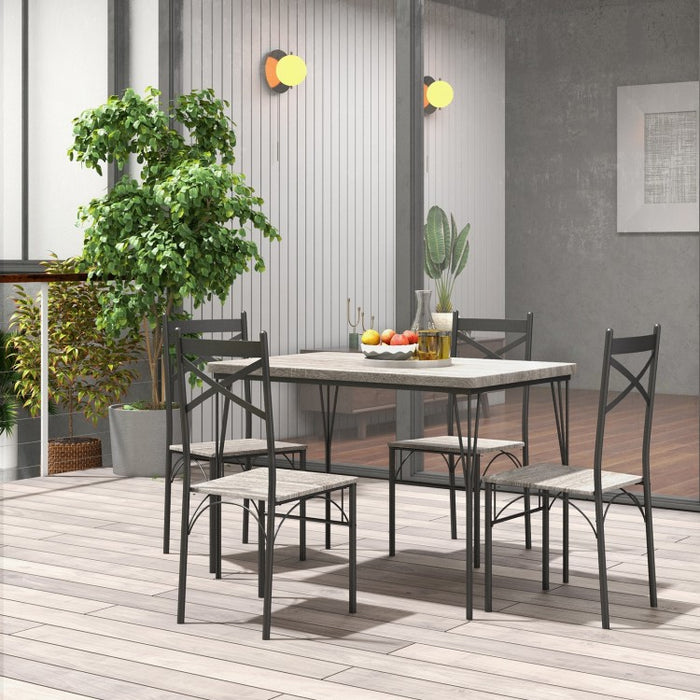 Modern Gray 5-Piece Dining Table and Chairs Set - Suitable for Kitchen and Restaurant
