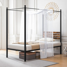 Load image into Gallery viewer, Vintage Industrial-Style Metal Bed Frame with Canopy
