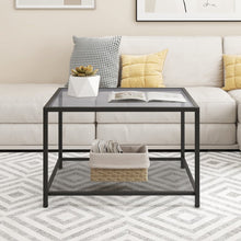 Load image into Gallery viewer, Modern Glass Coffee Table with Double-Layer Storage Grid Shelf - Suitable for Living Room and Office
