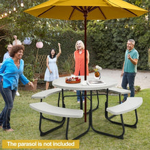 Load image into Gallery viewer, Costway Outdoor Modern Round Dining Table for 8 with Curved Seats - Suitable for Backyard and Garden

