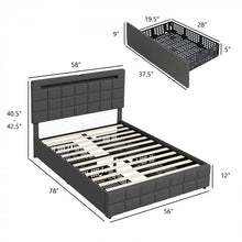 Load image into Gallery viewer, Modern Minimalist Bed Frame with USB Headboard, Drawers and LED Lights
