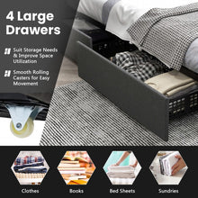 Load image into Gallery viewer, Modern Minimalist Bed Frame with USB Headboard, Drawers and LED Lights
