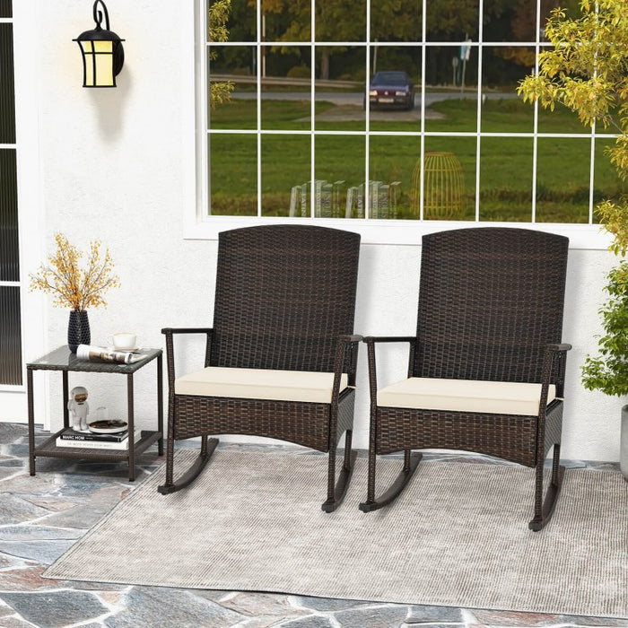 3-Piece Patio Rocking Chair and Coffee Table Set for Outdoor Garden