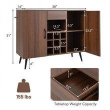 Load image into Gallery viewer, Costway Mid Century Modern Bar Cabinet Buffet with Wine Rack - Suitable for Dining Room and Kitchen
