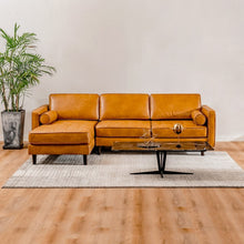 Load image into Gallery viewer, Costway Modern Brown Leather Couch for 3 - L-Shaped Sectional with Modular Design and Simple Style
