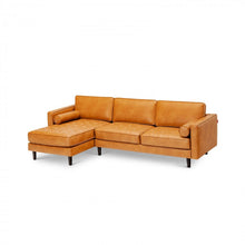 Load image into Gallery viewer, Costway Modern Brown Leather Couch for 3 - L-Shaped Sectional with Modular Design and Simple Style
