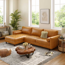 Load image into Gallery viewer, Costway Modern Brown Leather Couch for 3 - L-Shaped Sectional with Modular Design and Simple Style
