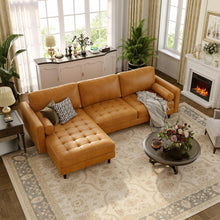 Load image into Gallery viewer, Costway Modern Brown Leather Couch for 3 - L-Shaped Sectional with Modular Design and Simple Style

