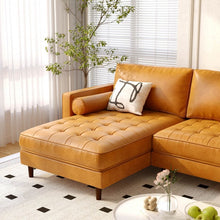 Load image into Gallery viewer, Costway Modern Brown Leather Couch for 3 - L-Shaped Sectional with Modular Design and Simple Style
