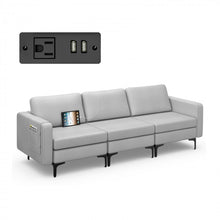 Charger l&#39;image dans la galerie, Costway Modern Leather Sofa Couch for Living Room - 3-Seater Bench with Side Pockets and USB Outlet
