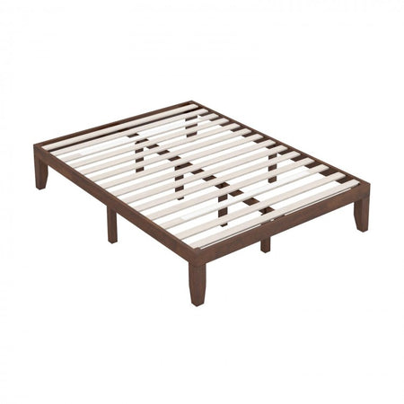Costway Solid Wood King Size Bed Frame - Suitable for Bedroom, Farmhouse, and Dormitory