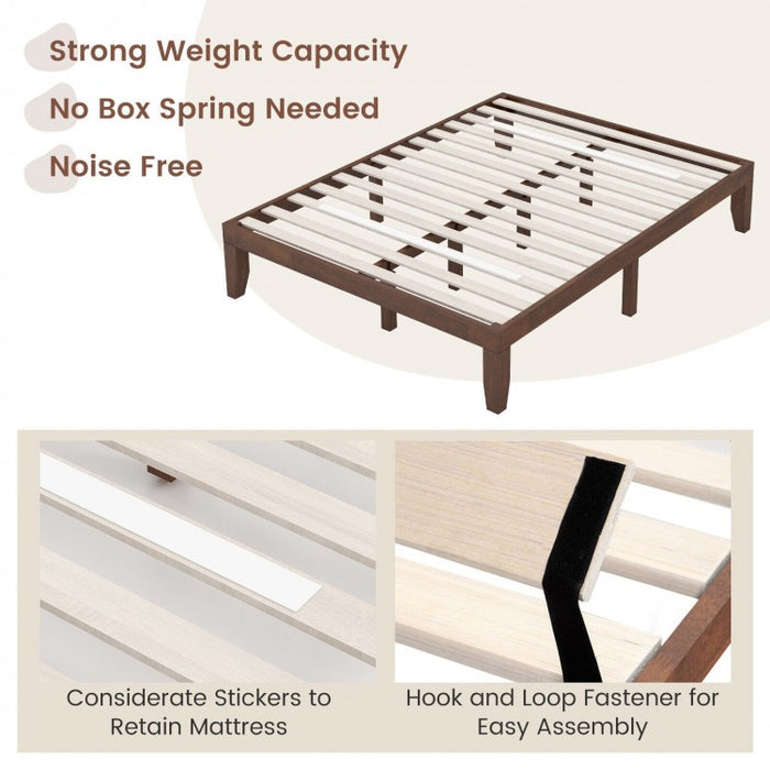 Costway Solid Wood King Size Bed Frame - Suitable for Bedroom, Farmhouse, and Dormitory